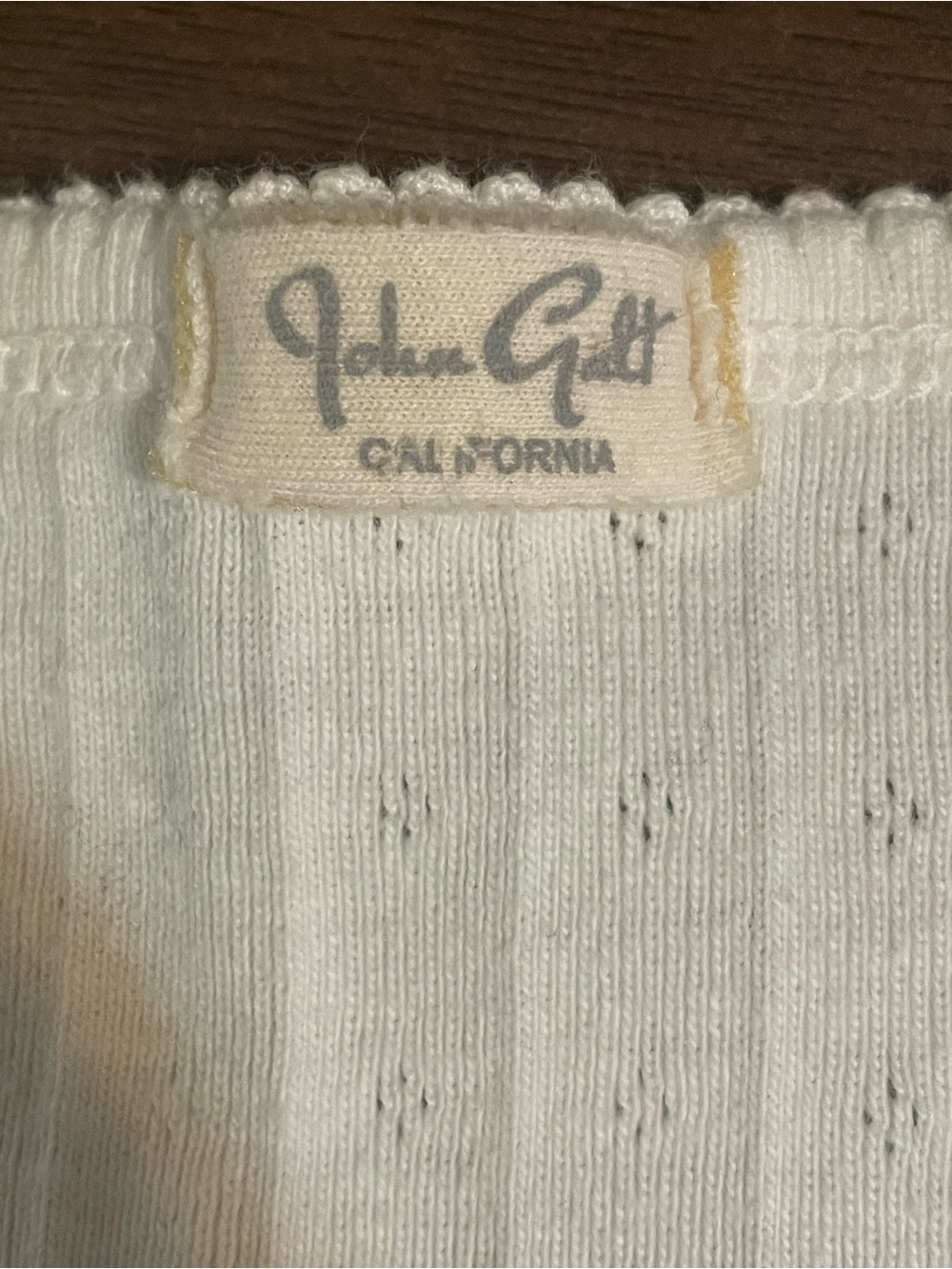Brandy Melville White & Brick Red Ribbed Henley Tops - Picture 7 of 7